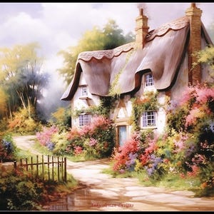 Spring Cottage 3 - Village Farm View kruissteekpatronen - afdrukbare grafiek pdf-formaat handwerken borduren ambachten DIY DMC kleur