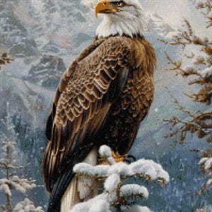 American Bald Eagle Cross Stitch Pattern: Bird Embroidery DIY (PDF Format Chart)
