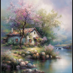 A Riverside Hideaway - Lake View kruissteekpatronen - afdrukbare grafiek pdf-formaat handwerken borduren ambachten DIY DMC kleur