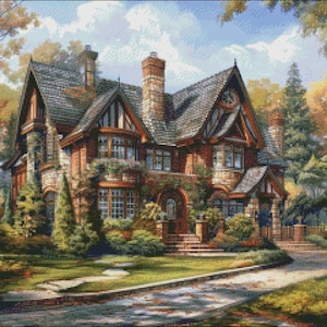 Country Residence - dorp kruissteekpatronen - afdrukbare grafiek pdf-formaat handwerken borduren ambachten DIY DMC kleur