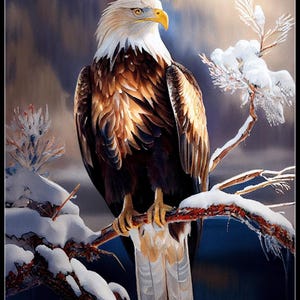 König Adler auf Schnee - Kreuzstichmuster - Druckbare Tabelle PDF-Format Handarbeit Stickerei Handwerk DIY DMC Farbe
