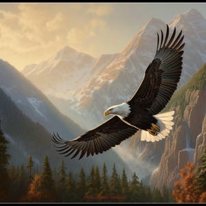 Eagle Soaring - getelde kruissteekpatronen - afdrukbare grafiek pdf-formaat handwerken borduren ambachten DIY DMC kleur