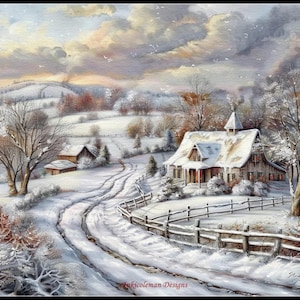 Country Winter 2 - Village Farm Bekijk kruissteekpatronen - afdrukbare grafiek pdf-formaat handwerken borduren ambachten DIY DMC kleur