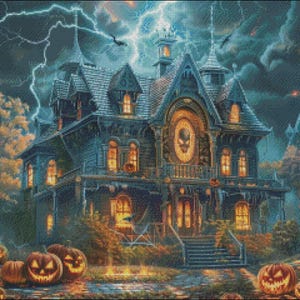 Enchanted Eerie Estate - getelde kruissteekpatronen - afdrukbare grafiek pdf-formaat handwerken borduren ambachten DIY DMC kleur
