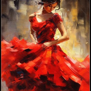 Red Dress Dancer 2 - getelde kruissteekpatronen - afdrukbare grafiek pdf-formaat handwerken borduren ambachten DIY DMC kleur