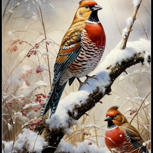 Vogels in de sneeuw - getelde kruissteekpatronen - afdrukbare tabel in pdf-formaat handwerken borduren knutselen DIY DMC kleur