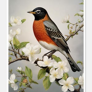 Robin te midden van Magnolia 2 - getelde kruissteekpatronen - afdrukbare grafiek pdf-formaat handwerken borduren ambachten DIY DMC kleur