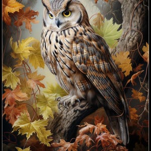 Screech Owl 2 - getelde kruissteekpatronen - afdrukbare grafiek pdf-formaat handwerken borduren ambachten DIY DMC kleur