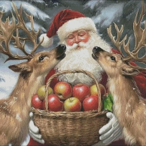Santa's Treat - Kat kruissteekpatronen - afdrukbare tabel in pdf-formaat Handwerken Borduren Knutselen DIY DMC-kleur
