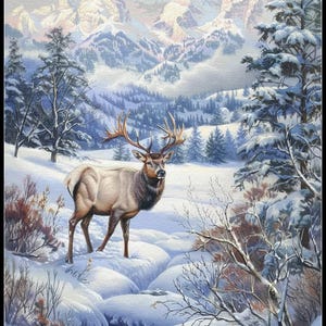 High Mountain Elk - Kreuzstichmuster - Druckbare Tabelle PDF-Format Handarbeit Stickerei Handwerk DIY DMC Farbe