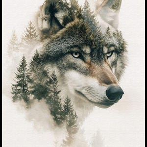 Abstracte wolf 1 - kruissteekpatronen in aquarelstijl - afdrukbare tabel in pdf-formaat handwerken borduren ambachten knutselen dmc kleur