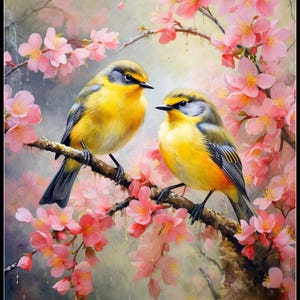 Twee gele vogels - getelde kruissteekpatronen - afdrukbare grafiek pdf-formaat handwerken borduren ambachten DIY DMC kleur