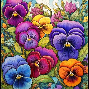 Viooltjes Garden View - getelde kruissteekpatronen - afdrukbare grafiek pdf-formaat handwerken borduren ambachten DIY DMC kleur