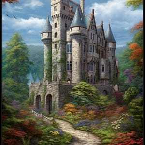 Majestic Castle - Getelde kruissteekpatronen - Afdrukbare tabel in pdf-formaat Handwerken Borduren Knutselen DIY DMC-kleur