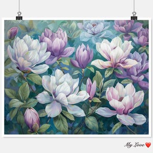 Reeks magnolia - bloemen kruissteekpatronen - afdrukbare grafiek pdf-formaat handwerken borduren ambachten DIY DMC kleur