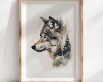 Abstract Wolf 2 | Counted Cross Stitch Pattern: Needlework Embroidery (PDF)