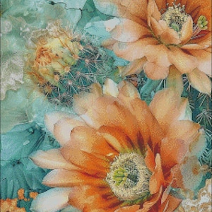 Cactusbloemen - getelde kruissteekpatronen - afdrukbare grafiek pdf-formaat handwerken borduren ambachten DIY DMC kleur