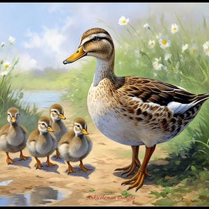 Duck Family - getelde kruissteekpatronen - afdrukbare grafiek pdf-formaat handwerken borduren ambachten DIY DMC kleur
