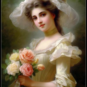 The Enchanting Lady 1 - Getelde kruissteekpatronen - Afdrukbare grafiek PDF-formaat Handwerken Borduren Knutselen DIY DMC-kleur