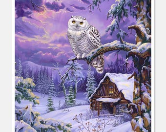 Winter Owl Counted Cross Stitch Pattern: Snowy Landscape (PDF)