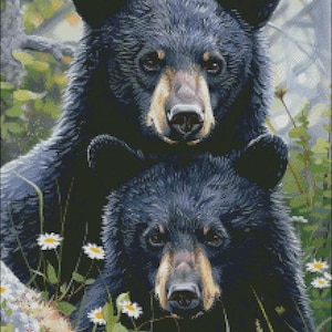 Black Bear Lookout - getelde kruissteekpatronen - afdrukbare tabel in pdf-formaat handwerken borduren ambachten DIY DMC kleur