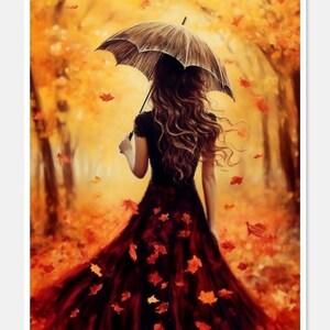 Een meisje in de herfst - getelde kruissteekpatronen - afdrukbare tabel in pdf-formaat handwerken borduren knutselen DIY DMC kleur