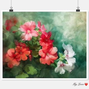 Fijne geranium - bloemen kruissteekpatronen - afdrukbare grafiek pdf-formaat handwerken borduren ambachten DIY DMC kleur