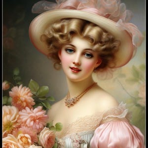 Florale elegantie - bloemen dame kruissteekpatronen - afdrukbare grafiek pdf-formaat handwerken borduren ambachten DIY DMC kleur