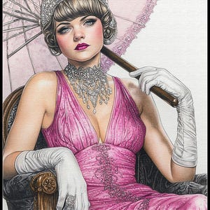 Art Deco Lady 42 - Getelde kruissteekpatronen - Afdrukbare grafiek PDF-formaat Handwerken Borduren Knutselen DIY DMC-kleur