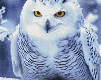 Snow Owl Counted Cross Stitch Pattern: Winter Bird Embroidery (PDF)
