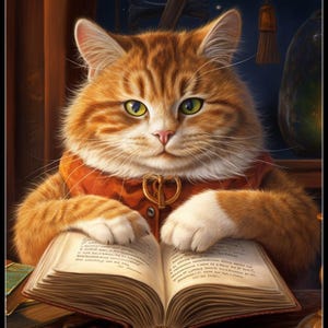 The Literate Cat 2 - getelde kruissteekpatronen - afdrukbare grafiek pdf-formaat handwerken borduren ambachten DIY DMC kleur