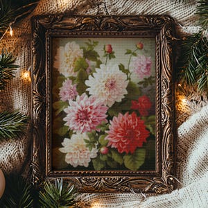 Dahlia Dreams 2 - getelde kruissteekpatronen - afdrukbare grafiek pdf-formaat handwerken borduren ambachten DIY DMC kleur