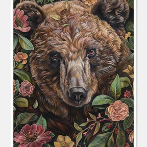 Grizzly Face bloemen - getelde kruissteekpatronen - afdrukbare grafiek pdf-formaat handwerken borduren ambachten DIY DMC kleur