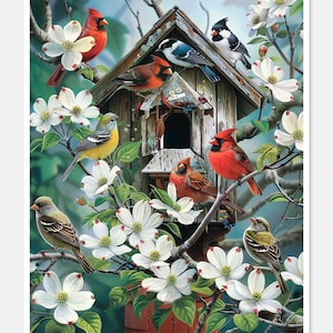 Birdsong Symphony - getelde kruissteekpatronen - afdrukbare tabel in pdf-formaat handwerken borduren ambachten DIY DMC kleur