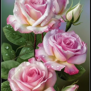 Morning Roses 4 - getelde kruissteekpatronen - afdrukbare tabel in pdf-formaat handwerken borduren ambachten DIY DMC kleur