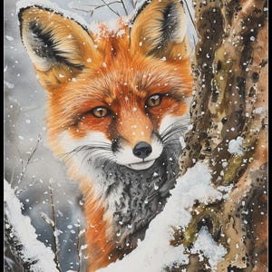 Snowy Fox Cub - getelde kruissteekpatronen - afdrukbare grafiek pdf-formaat handwerken borduren ambachten DIY DMC kleur