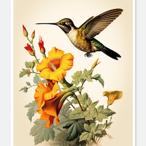 Vintage ruby-throated kolibrie - getelde kruissteekpatronen - afdrukbare grafiek pdf-formaat handwerken borduren ambachten DIY DMC kleur