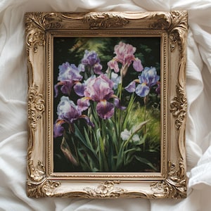 Iris in de tuin - getelde kruissteekpatronen - afdrukbare tabel in pdf-formaat handwerken borduren ambachten knutselen dmc kleur
