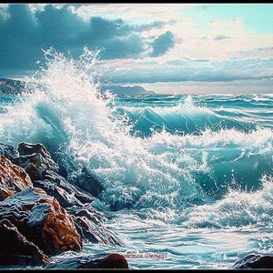 Waves Crashing 5 - Getelde kruissteekpatronen - Afdrukbare grafiek PDF-formaat Handwerken Borduren Knutselen DIY DMC-kleur