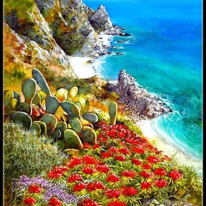Cactus en wilde bloemen - getelde kruissteekpatronen - afdrukbare grafiek pdf-formaat handwerken borduren ambachten DIY DMC kleur