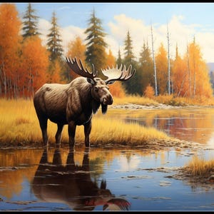 Eland in de herfst - Getelde kruissteekpatronen - Afdrukbare tabel in pdf-formaat Handwerken Borduren Knutselen DIY DMC-kleur