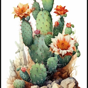 Cactus aquarel - getelde kruissteekpatronen - afdrukbare grafiek pdf-formaat handwerken borduren ambachten DIY DMC kleur