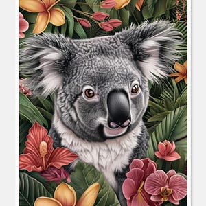 Koalagezicht bloemen - getelde kruissteekpatronen - afdrukbare grafiek pdf-formaat handwerken borduren ambachten DIY DMC kleur