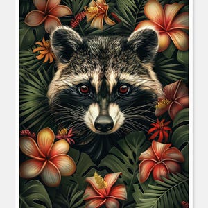 Wasbeer gezicht bloemen - getelde kruissteekpatronen - afdrukbare grafiek pdf-formaat handwerken borduren ambachten DIY DMC kleur