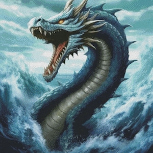 Dragon Breaching - getelde kruissteekpatronen - afdrukbare grafiek pdf-formaat handwerken borduren ambachten DIY DMC kleur