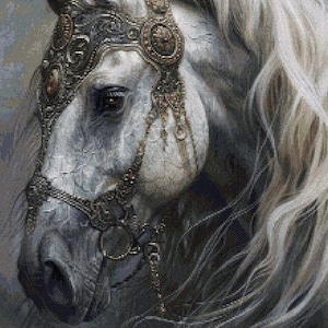 Andalusisch paard 3 - getelde kruissteekpatronen - afdrukbare grafiek pdf-formaat handwerken borduurwerk ambachten diy dmc kleur