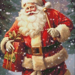 Kerstman 67 - Getelde kruissteekpatronen - Afdrukbare tabel in pdf-formaat Handwerken Borduren Knutselen DIY DMC-kleur