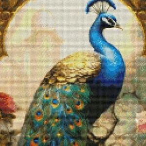 Victorian Peacock 2 - getelde kruissteekpatronen - afdrukbare grafiek pdf-formaat handwerken borduren ambachten DIY DMC kleur