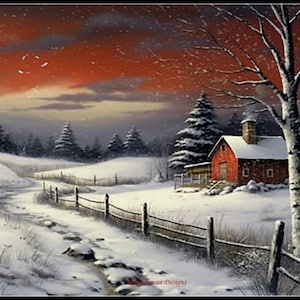 Winter Farm 4 - Getelde kruissteekpatronen - Afdrukbare tabel in pdf-formaat Handwerken Borduren Knutselen DIY DMC-kleur