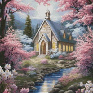 Spring Chapel 2 - Getelde kruissteekpatronen - Afdrukbare tabel in pdf-formaat Handwerken Borduren Knutselen DIY DMC-kleur
